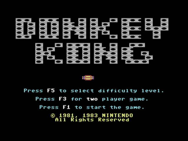 Donkey Kong title screen for Commodore 64